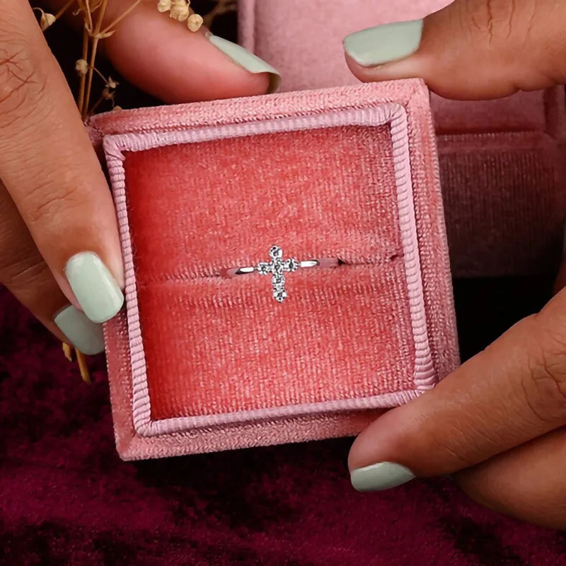 2025 New Cross Micro Inlaid Niche Temperament Sweet Ring for Women High-end  Design Personalized Jewelry Wholesale