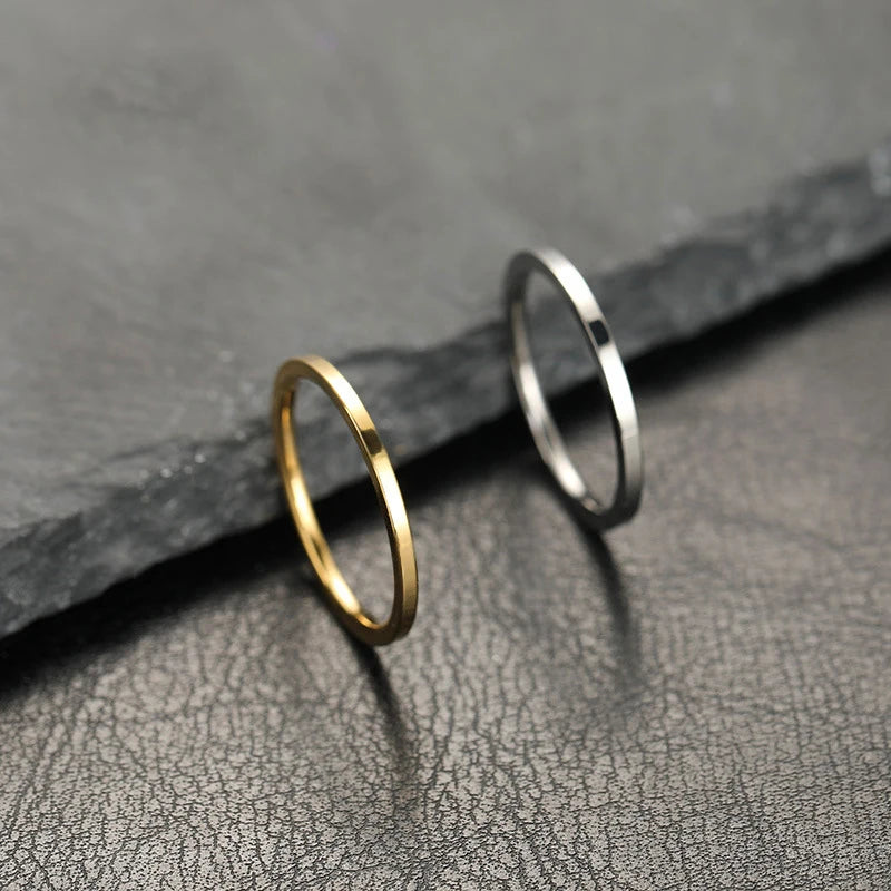 2mm Super Fine Stainless Steel Rings Japan Korea Fashion Flat Inside Spherical Titanium Ring Jewelry Accessories
