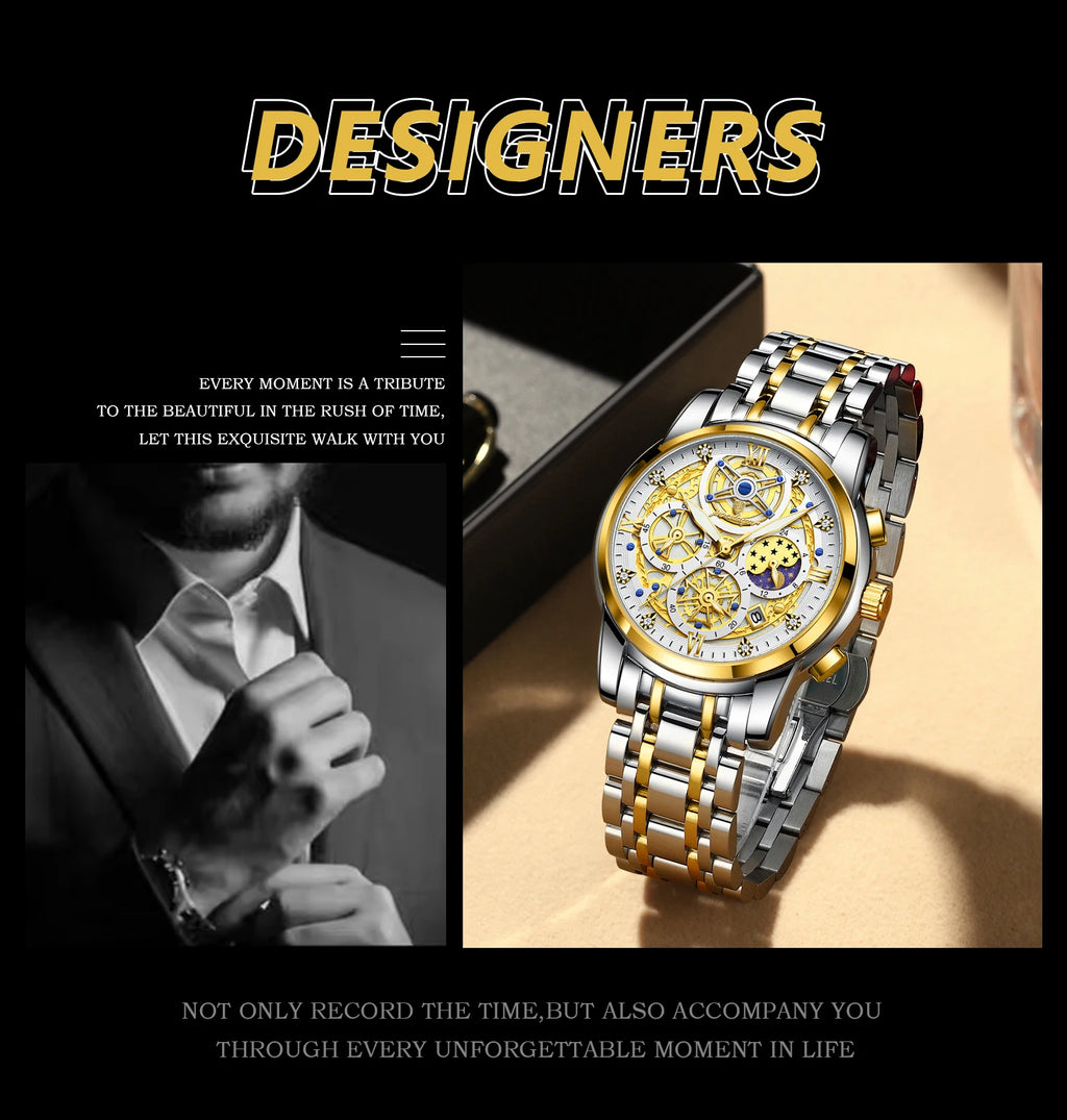 POEDAGAR Luxury Watch For Men Original Waterproof Luminous Date Man Clock Chronograph Stainless Steel Quartz Men's Watches Reloj