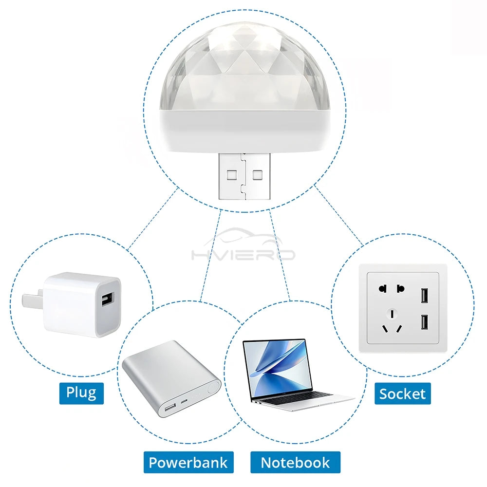 Car DJ RGB Music Sound Colorful LED Mini Mushroom Atmosphere Lights Auto USB-C IOS Holiday Party Karaoke Welcome Decoration 5V