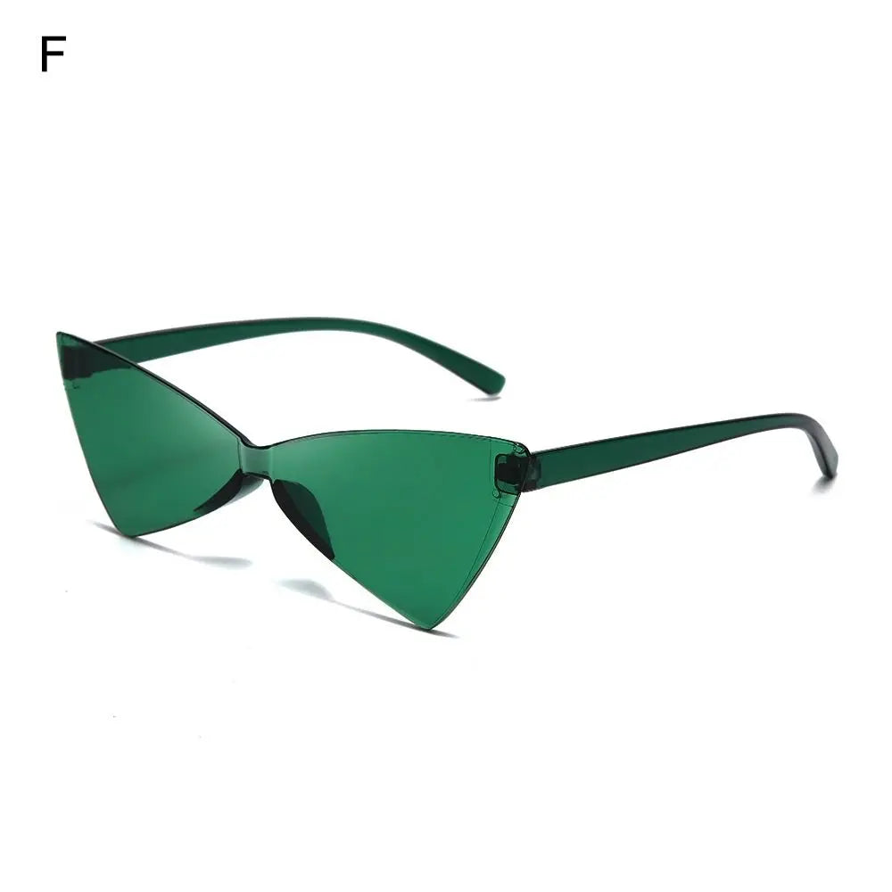 Fashion Rimless Sunglasses Solid Green Ocean Lens Eyewear Women Street Shooting Catwalk Glasses Vintage Brand Beach Sun Glasses