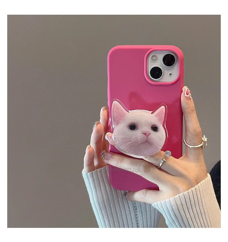Korea Cute Cartoon Kitten Grip Acrylic Mobile Phone Holder Socket Stand Ring Cell Phone Support Bracket Smartphone Accessories