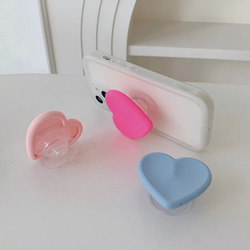 Silicone Heart-Shaped Round Phone Grip Stand Holder Pocket Socket Griptok Foldable Finger Ring Phone Stand For Iph Mobile Phone