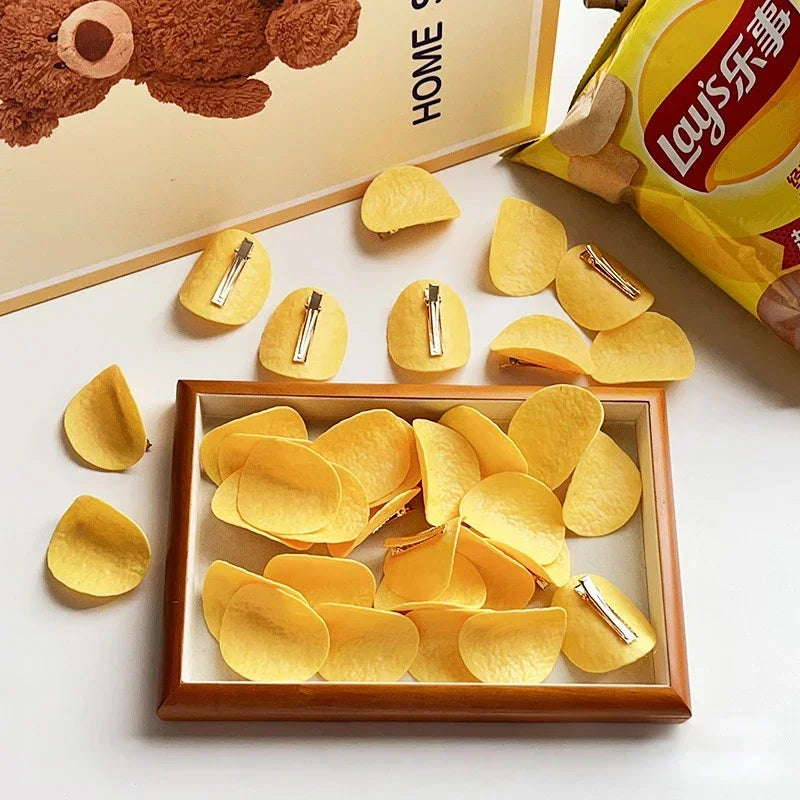 1PC Funny Simulated Potato Chip Hairpin Hair Clips For Girls Hair Cute Creative And Funny Hair Accessories For Students