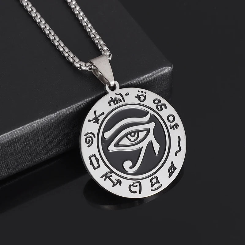 Shining Iced Out Ancient Egyptian God Eye of Horus Cross Pendant Necklace for Men and Women Hip Hop Trendy Amulet Jewelry Gift