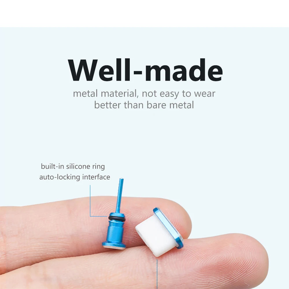 Metal Type C Dust Plug 3.5mm Earphone Jack Sim Card Pin Port Anti-dust Plug Cover Cap for Samsung Huawei Xiaomi iPhone Dust Plug