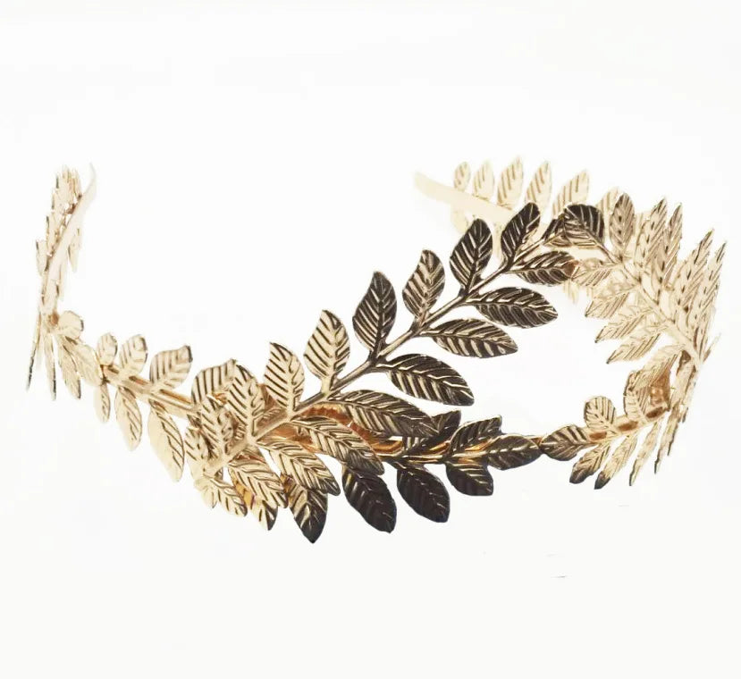 Metal Greek Roman Gold Color Leaf Headbands Bride Wedding Hair Accessories For Women Diadem Crown Tiaras Headpiece Headdress