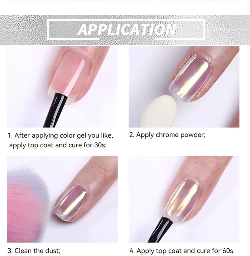 NICOLE DIARY Bright White Pearl Nail Powder Moonlight Plating Mirror Aurora Effect Pigments UV Gel Polish Chrome Dust Nail Decor