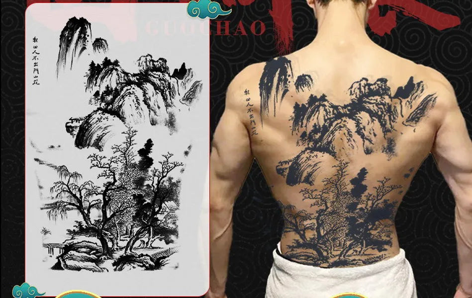 Angel Wings God Tattoo Stickers Realistic Juice Ink Semi Permanent Full Back Body Tattoo Temporary Lasting 2 Weeks Men Adult