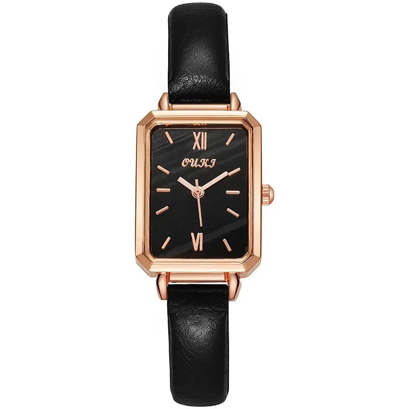 Small Square Watch with Rhinestones for Women Simple Casual Fashion Small Green Quartz Watch Ladies Wrist Watches Reloj Mujer