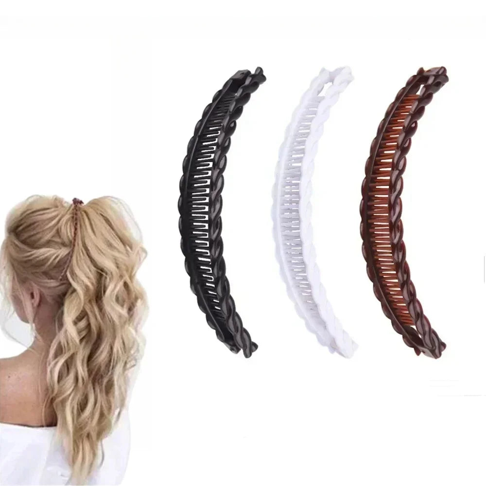 New Solid Color Vintage Banana Hair Clip for Women Girls Wave Comb Hairpin Hair Style Tool Fashion Practical Hair Accessories