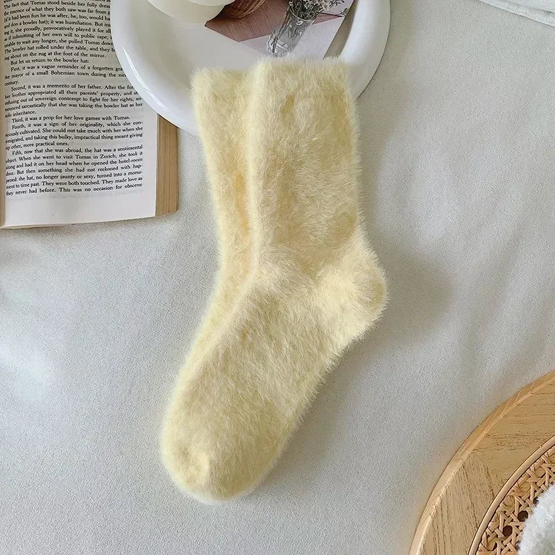 1/3/4pairs Super Soft Socks for Women Ins Solid Winter Warm Thicken Coral Plush Sock Thermal Snow Home Sleep Floor Kawaii
