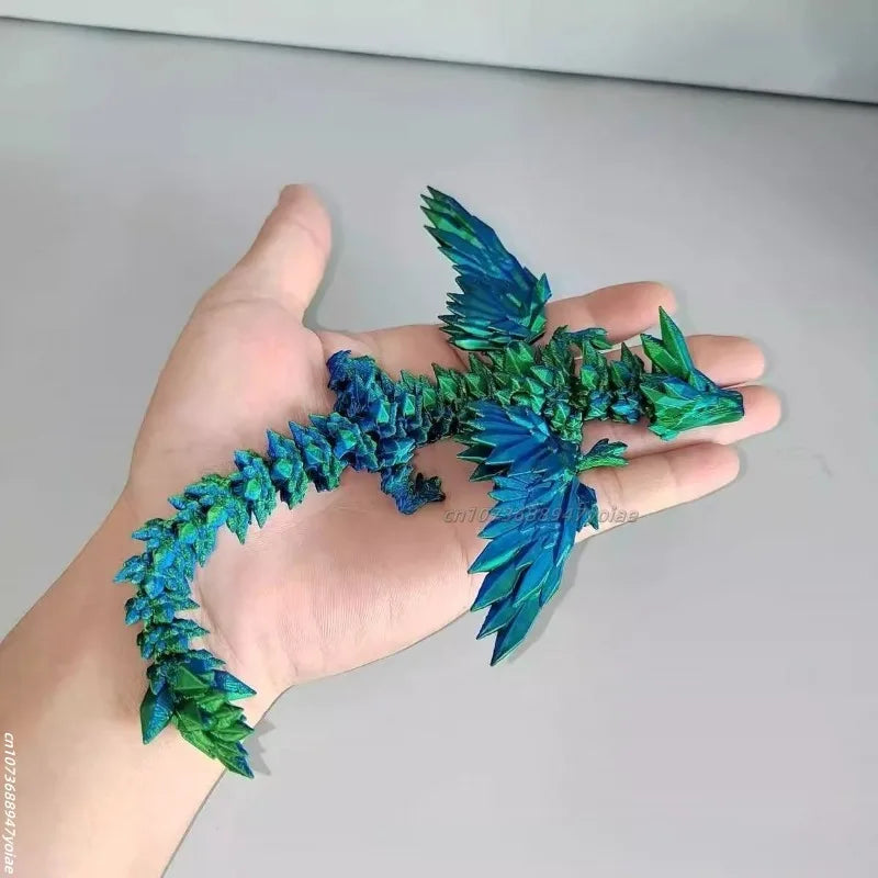 3D Printed Gem Dragon Western Style Colorful Full Body Movable Dragon Toy Crafts Desktop Dragons Figurines Ornament Table Decor