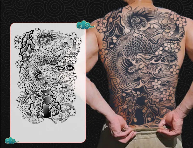 Angel Wings God Tattoo Stickers Realistic Juice Ink Semi Permanent Full Back Body Tattoo Temporary Lasting 2 Weeks Men Adult