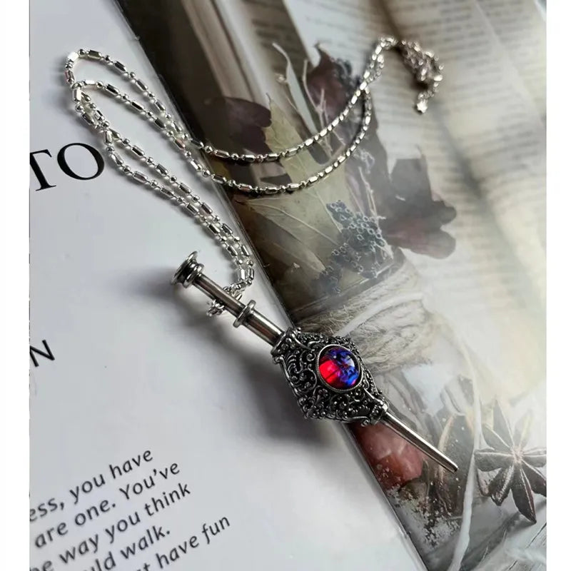 Magic Witch Necklace Women\\'s Vintage Blood Pack Removable Witch Wand Pendant Cosplay Jewelry Couple New Lover Gift