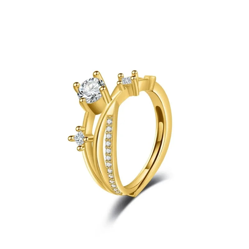 Luxury Zircon Heart Rings for Women Opening Adjustable Weave Rhinestone Ring Engagement Wedding Jewelry Fashion Girlfriend Gifts