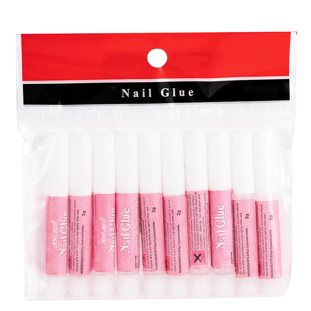 10Pcs/Set Mini Beauty False Nails Glue Decorate Tips Acrylic Glue on Nails Art Accessories Fake Nail Extension Glue Faux Ongle