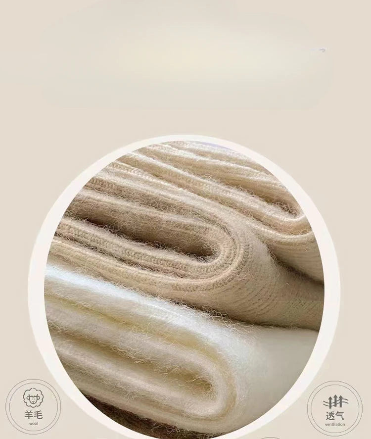 Winter Cashmere Wool Woman Socks Solid Cream Color Harajuku Retro Long Socks Women Girls Thermal Crew Sock Calcetines Mujer New