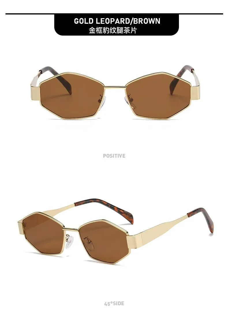 Fashion Hexagon Sunglasses Women 2025 Luxury Brand Design Unique Polygon Sun Glasses Men Vintage Small Frame Eyewear Shades