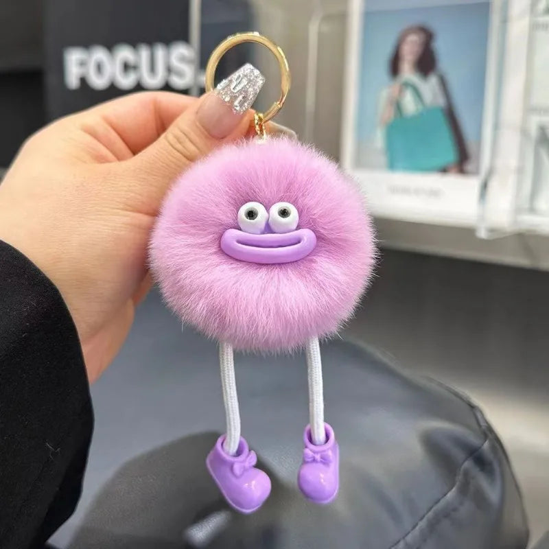 Cute Big Eyes Plush Toys Keychain Cartoon Briquettes Keychain Briquettes Car Keychain Pendant Korean Plush School Bag Pendant