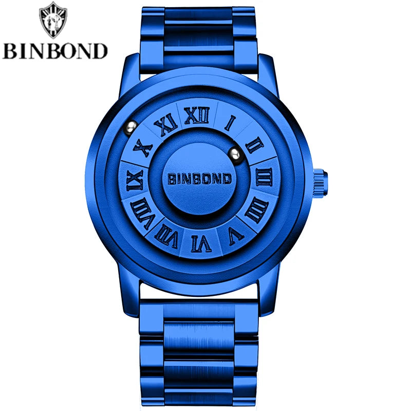 BINBOND B234 Top Luxury Men Quartz Watches Magnetic Levitation Hollow Out Stainless Steel Waterproof Men Watch Relogio Masculino