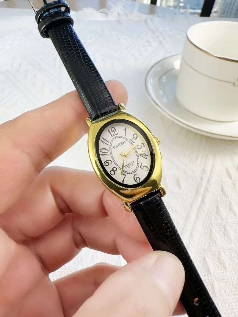 Fashion Oval Dial Women Watches Luxury Leather Strap Retro Ladies Quartz Watch Dropshipping Reloj De Mujer 시계 여성