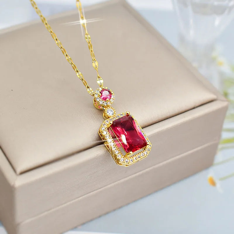 Exquisite Fashion Emerald Perfume Bottle Necklace Earrings Ring 3 Piece Set Classic Banquet Wedding Jewelry Set Birthday Gift