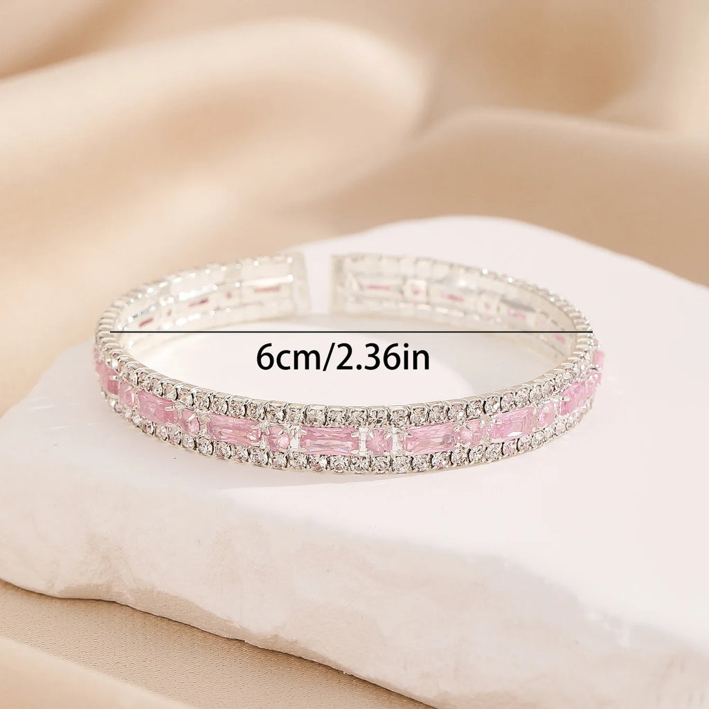Top Sale  Micro-inlaid Zircon Color Bracelet Full AAA Zircon Austrian Crystal Femme Women Link Chain Jewelry Bangles