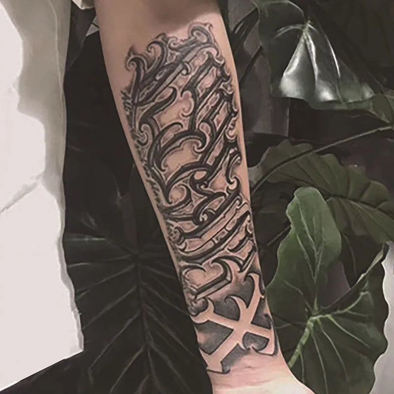 Long Lasting Temporary Tattoo Stickers Men Arm Sleeve Body Painting Juice Ink Fake Tattoo For Male Adult Semi Permanent Tattoos