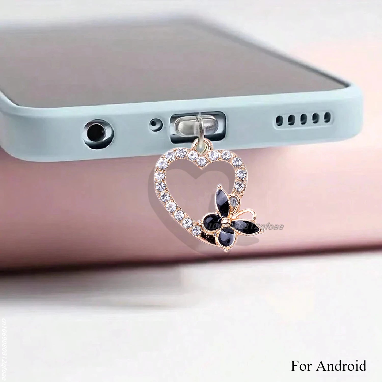 Mobile Phone Dust Plug Pendant New Butterfly With Artificial Pearls And Diamonds Accessory Decoration For iPhone Type-c Port