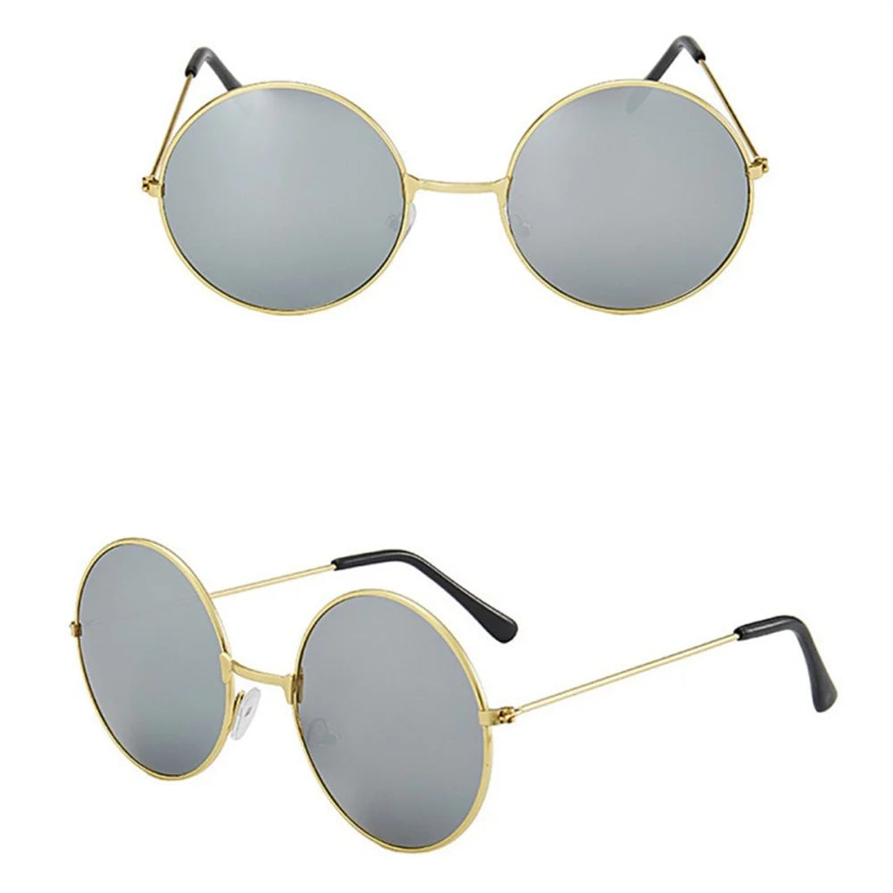 Retro Round Sunglasses For Men Women Metal Hippie Circle Eyeglasses Clear Lens Sun Glasses Goggles Wedding Photo Prop Eyewear