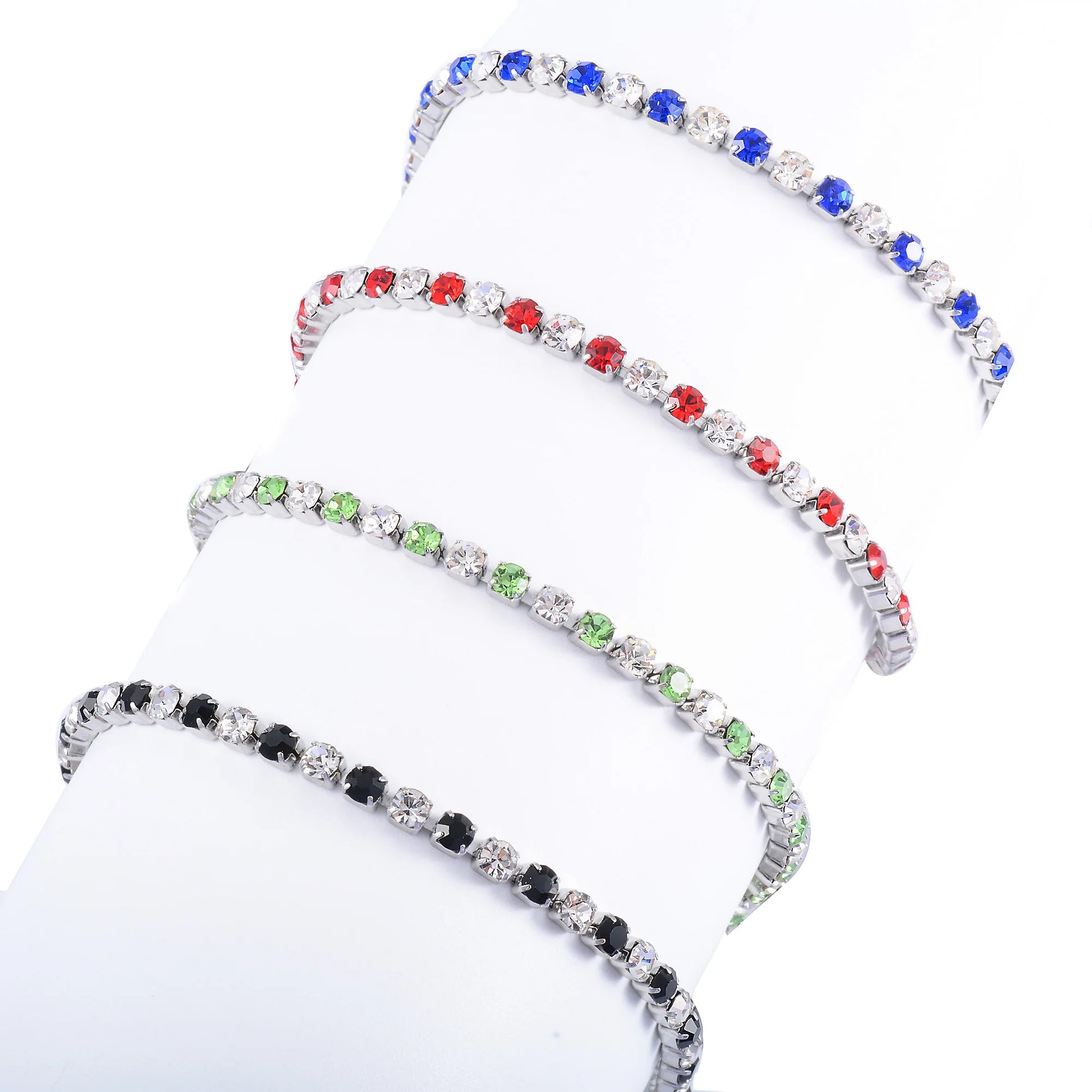 3mm Wide Bling Bling Rhinestone Cubic Zirconia Tennis Bracelet for Women Hand Crystal Chain Bangle Ankle Anklet Stainless Steel