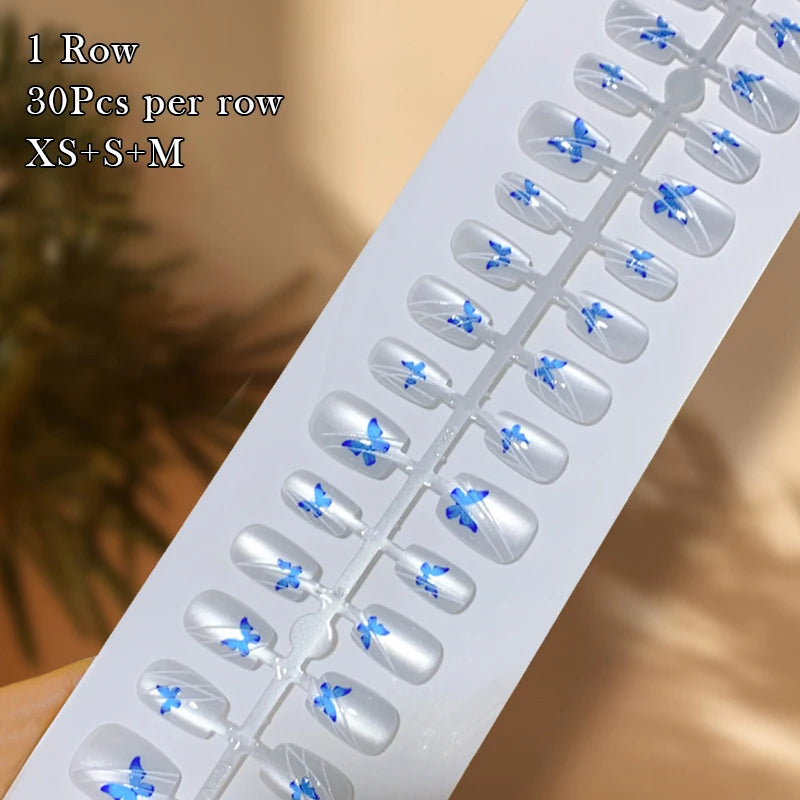 24Pcs/Set White French Press on Fake Nails Full Cover Artificial Wearable Nail Beauty Tips Naked French White False Nails Art