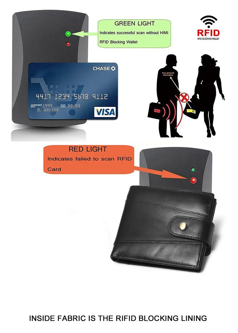Classic Men's Genuine Leather Wallet Credit Card Holder RFID Coin Purse