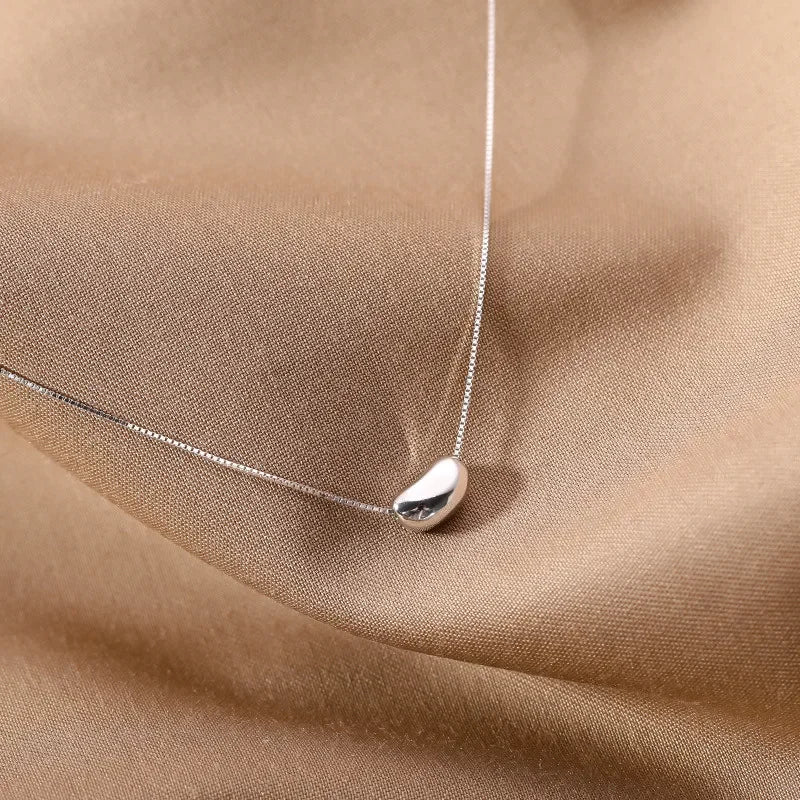 Exquisite Silver Color Chain Beans Pea Pendant Necklace for Women Goddess Gift Charm Chain Necklace Fashion Jewelry Wholesale