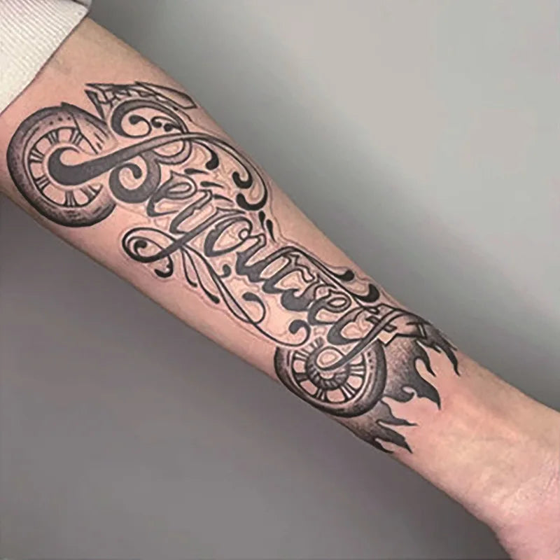Long Lasting Temporary Tattoo Stickers Men Arm Sleeve Body Painting Juice Ink Fake Tattoo For Male Adult Semi Permanent Tattoos