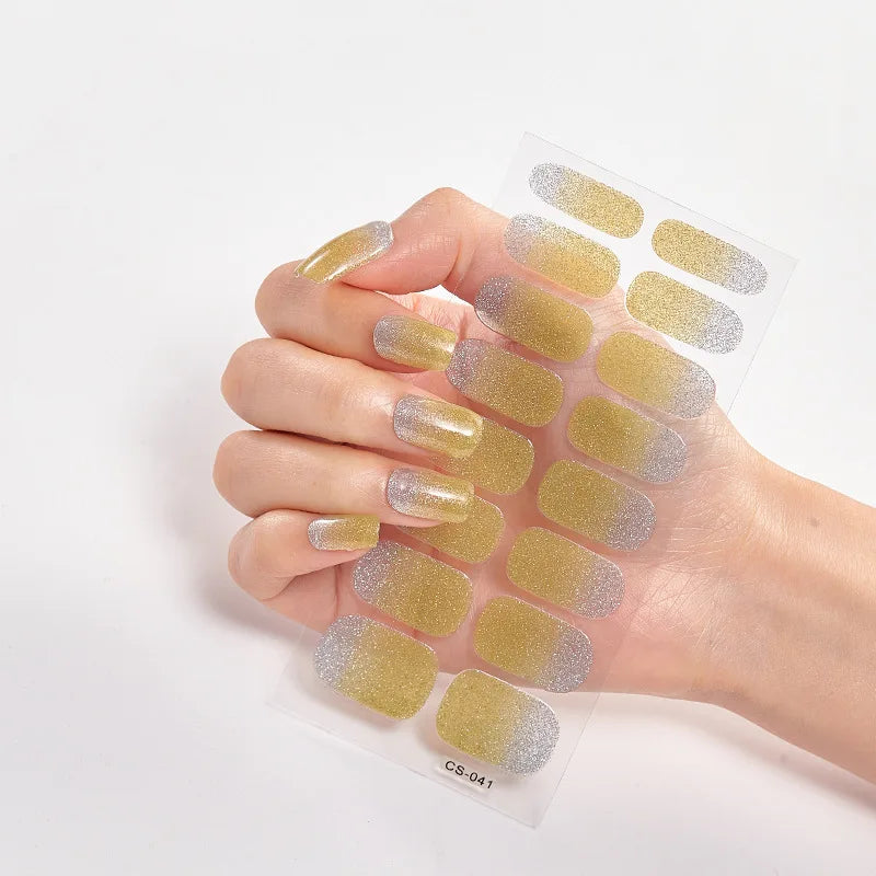 Baking Free Nail Stickers Wholesale Gradient glitter Nail Stickers Simple Waterproof Nail Sticker Full Color Solid Color Sticker