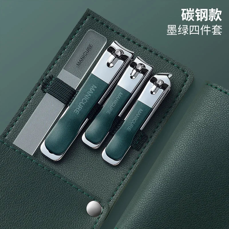 1/4 Pieces/set Manicure Set with Portable Leather Case and Nano Nail File - Fingernails & Toenails Clippers for Nail Care