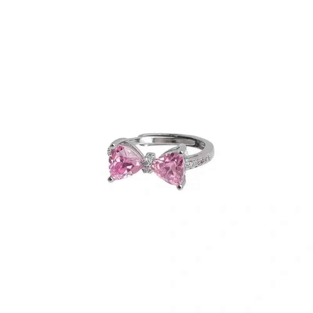 Fashion Bowknot Finger Rings Adjustable Bow Rings Jewelry Sweet Opening Ring Ornaments