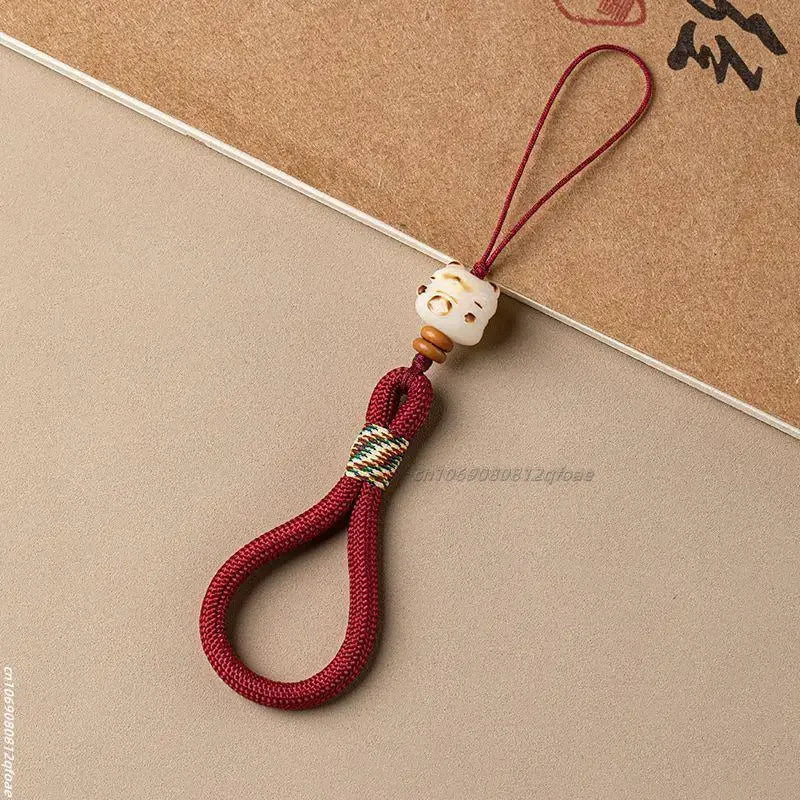 Cute Bodhi Lucky Cat Mobile Phone Wrist Hanging Chain Pendant Pendant Exquisite Anti-loss Drop-resistant Mobile Case Lanyard