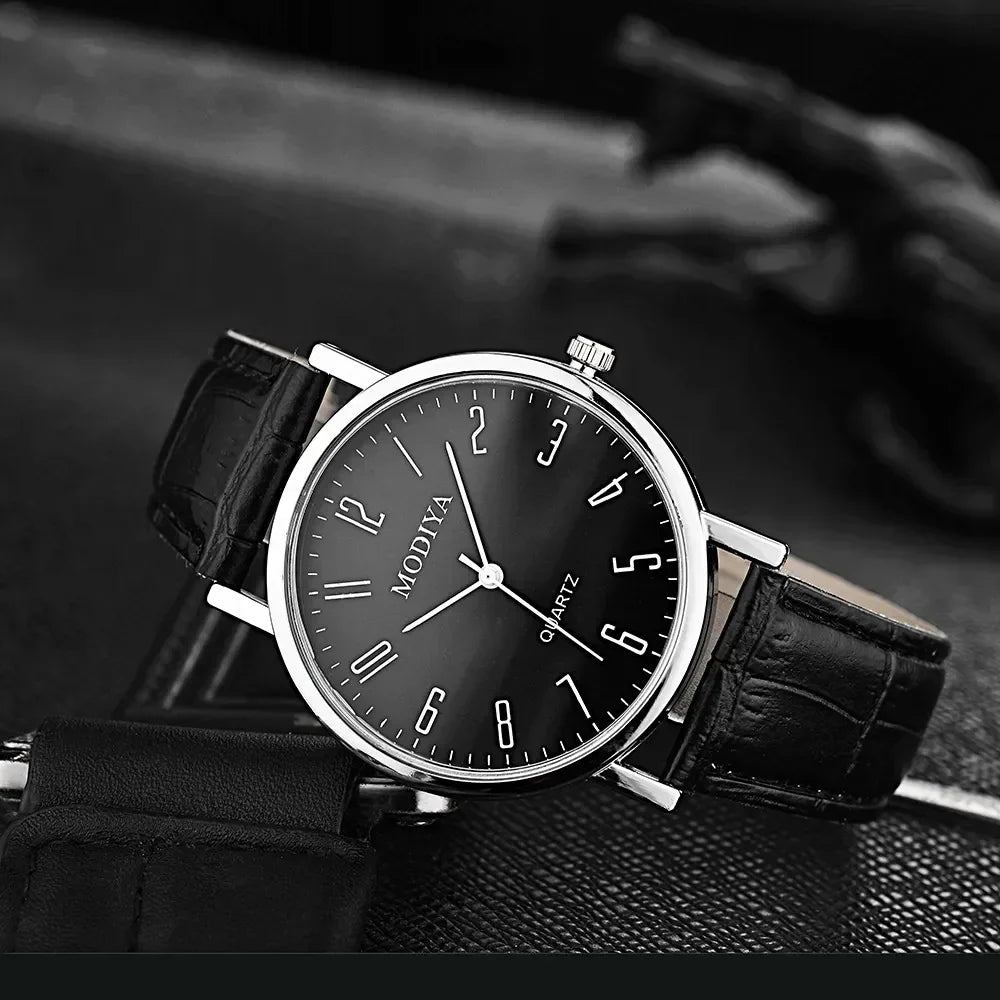 Men's Business Wrist Watch Luxury Leather Strap Analog Watches Ultra Thin Quartz Wristwatch Clock Men Women Casual Simple Watch