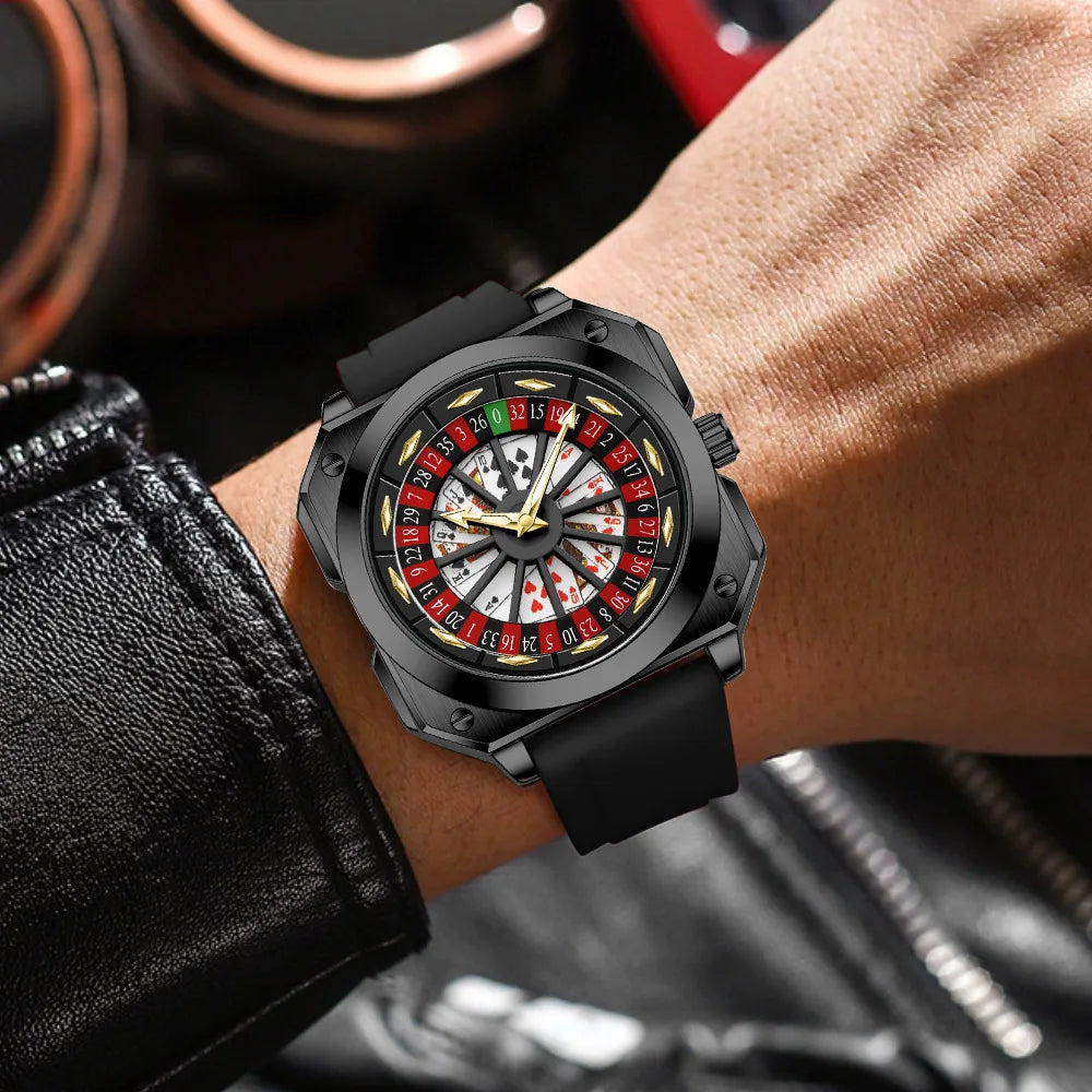 Luxury 360° Rotating Dial Watch – Waterproof Quartz Timepiece with Premium Silicone Strap