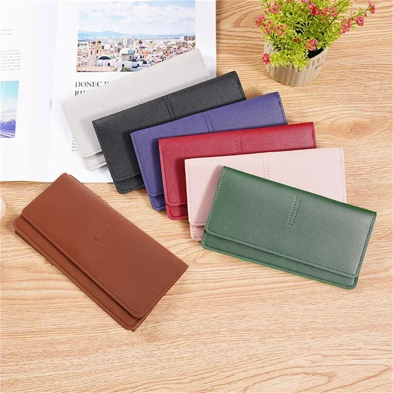 PU Leather Long Women Thin Wallets Large Capacity Female Coin Purses Hasp Clutch ID Credit Multi-Card Holder Money Bag Clip