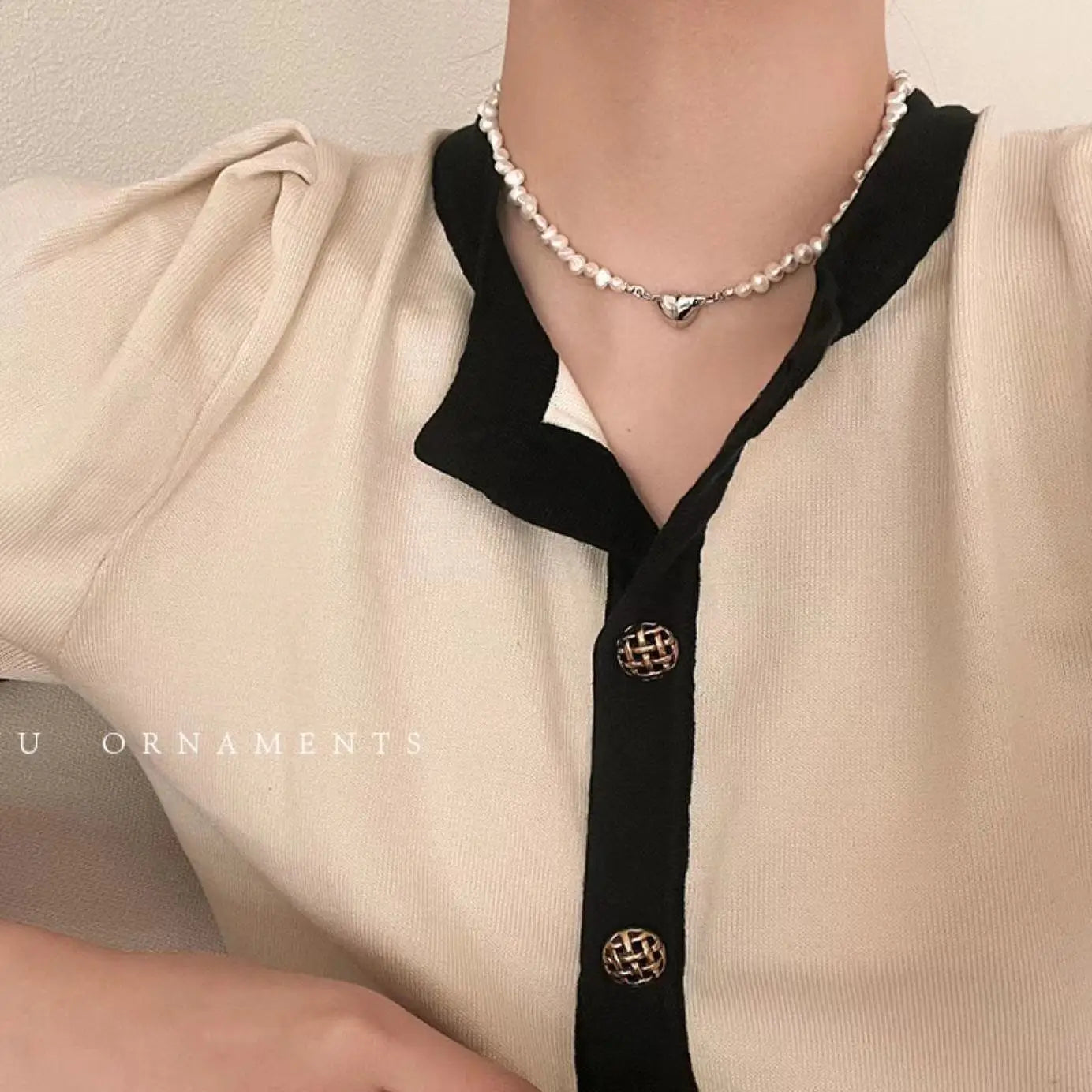 Korean Pearl Chain Choker Necklace Magnetic Heart Pendant for Women Girls 2024 Fashion Jewelry Bridal Engagement Wedding Gifts