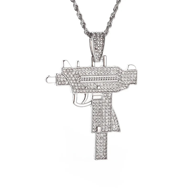 Classic Fashion Necklace Men and Women Hip Hop Punk Letter Micro Inlaid Sliding Pendant Long Necklace