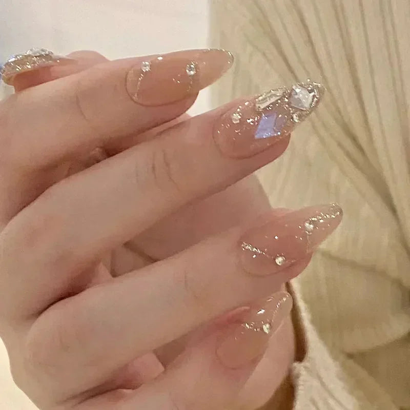 24pcs Detachable butterfly designs artifical nails with glue Ballet fake nails set press on ins simple summer hot false nails