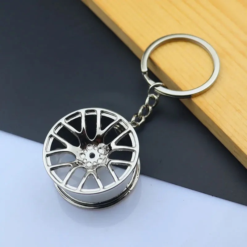 Creative Mini Auto Parts Car Wheel Keychain Auto Enthusiast Metal Keyring Accessories Key Ring Chain for Men Woman Lover Gift