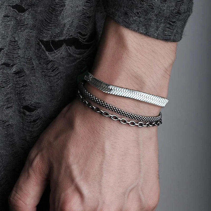 Men's Bracelet Homme Stainless Steel Blade Chain Bracelet for Men Snake Chain Couple Bracelets Valentines Gift Jewelry Wholesale