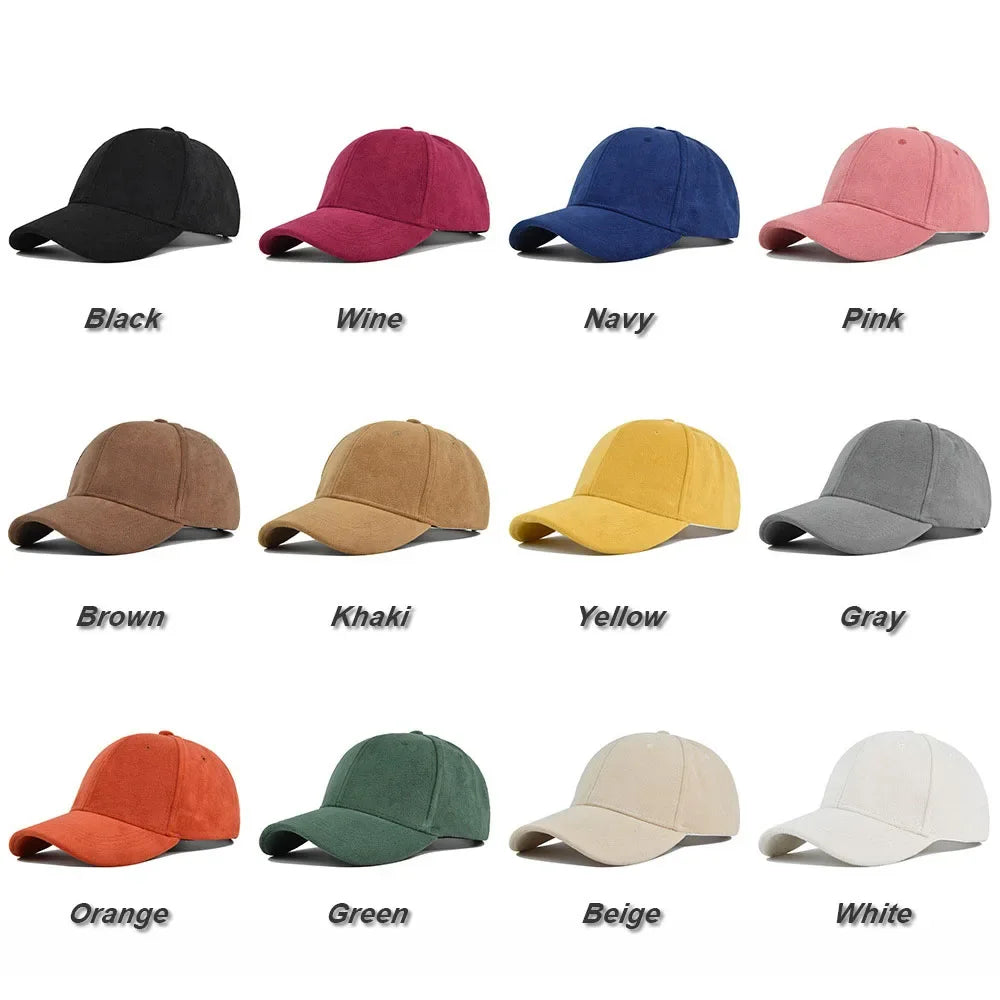 Solid Suede Retro Unisex Cap Casual Plain Baseball Cap Adjustable Snapback Hats For Women Men Hip Hop Cap Street Dad Hat
