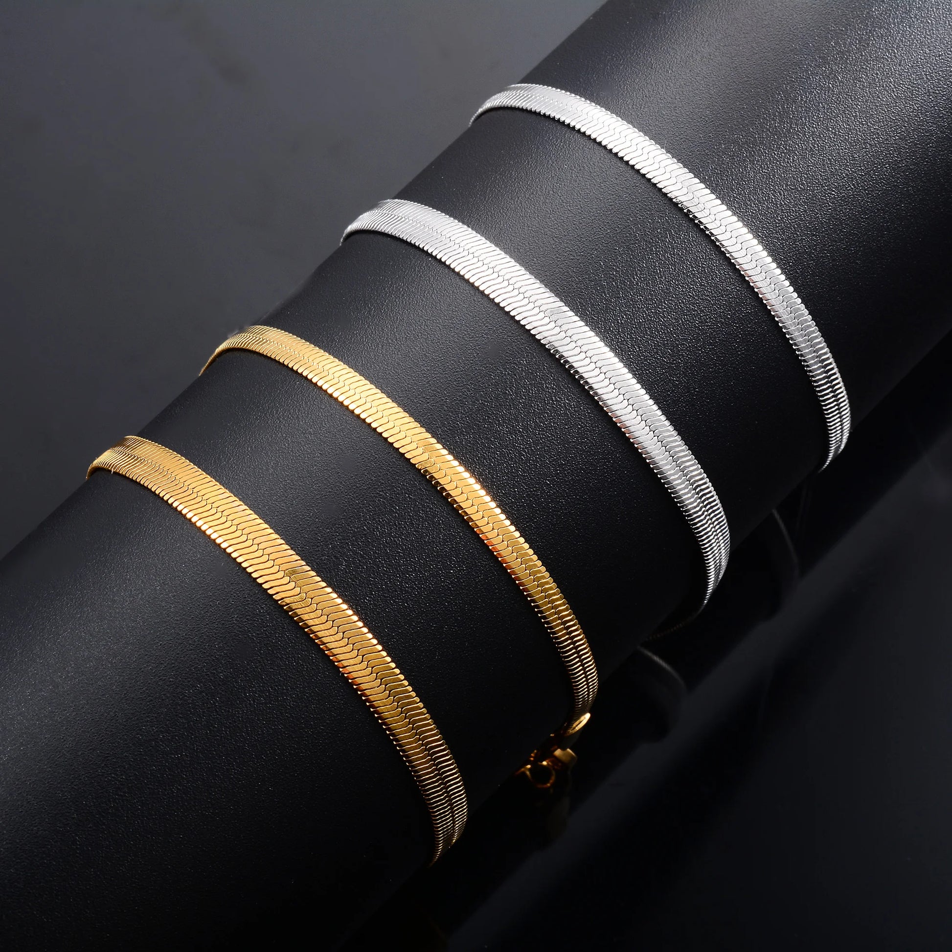 Women Men Bracelet Blade Chain for Hand Foot Stainless Steel Bangle with Extension Ankle Anklet Jewelry Making Accessories Gift